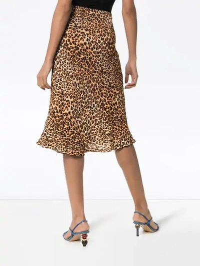 Shop Nanushka Zarina Leopard Print Straight Midi Skirt In Brown
