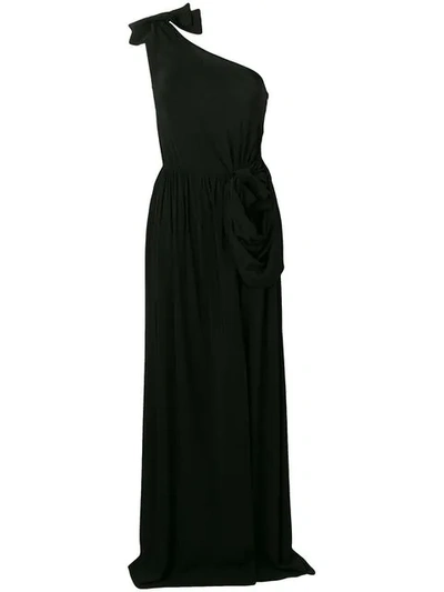 Shop Pinko Structured One-shoulder Gown In Black