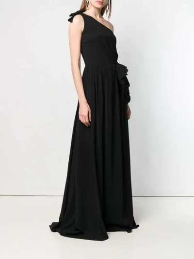 Shop Pinko Structured One-shoulder Gown In Black