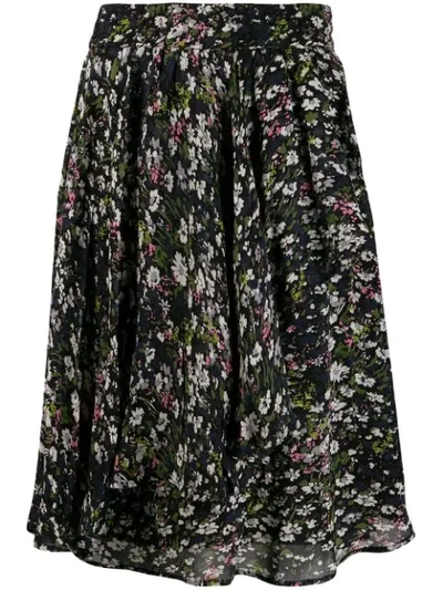 Shop Ganni Floral Print Skirt In Black