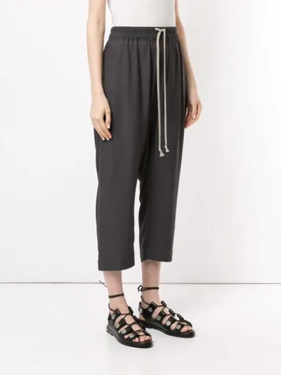 Shop Rick Owens Drawstring Cropped Trousers In Grey