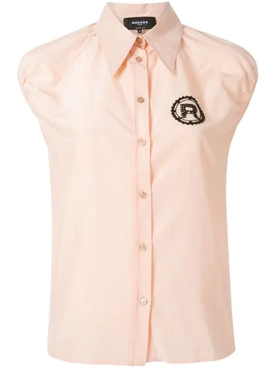 Shop Rochas Beaded Logo Sleeveless Shirt In 838