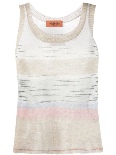 Shop Missoni Knitted Tank Top In Neutrals