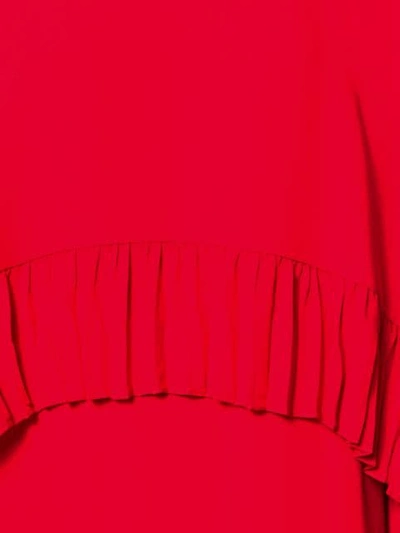 Shop Valentino Pleated Trim Two-tier Dress In 157 Red