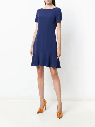 Shop Talbot Runhof Flared Short Dress In Blue