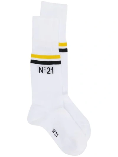 Shop N°21 Striped Socks In White