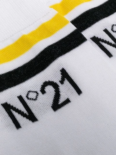 Nº21 条纹针织袜 - 白色