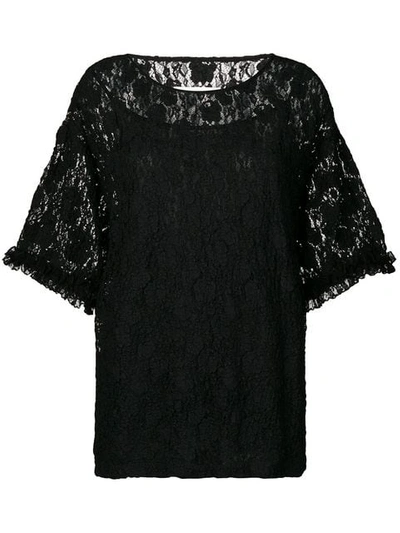 Shop Mm6 Maison Margiela Oversized Lace Blouse In Black