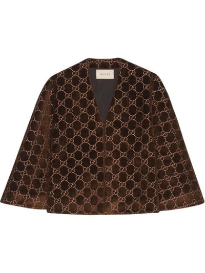 Shop Gucci Gg Velvet Cape In Brown