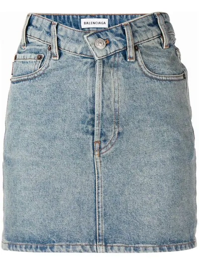 Shop Balenciaga V-neck Mini Skirt In Blue