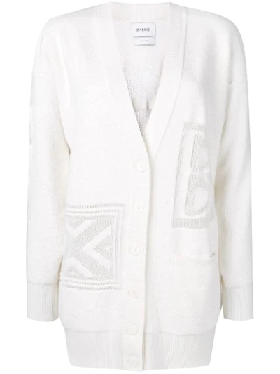 Shop Barrie Logo Embroidered Cardigan - Neutrals