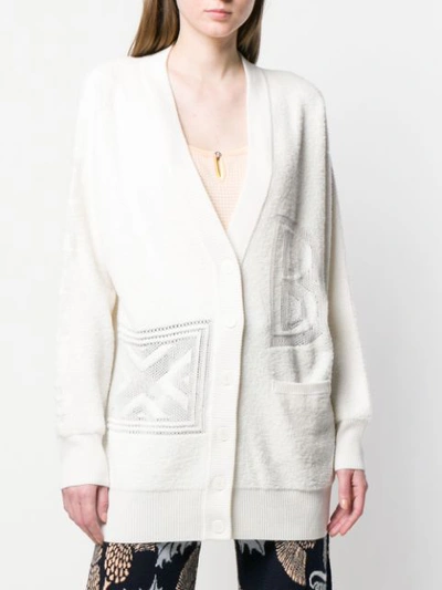 Shop Barrie Logo Embroidered Cardigan - Neutrals