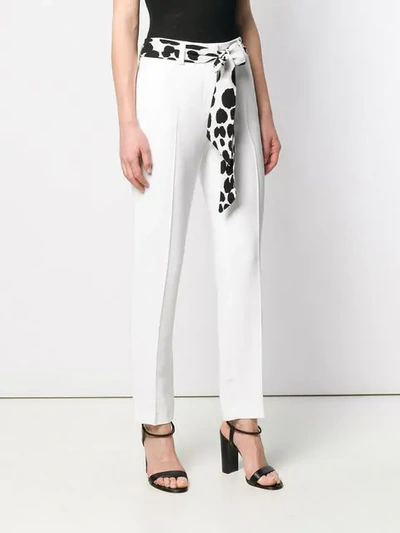 Shop Cavalli Class Slim Fit Trousers In White