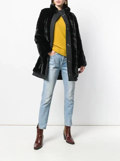 Shop Liska Ari Fur Coat In Black