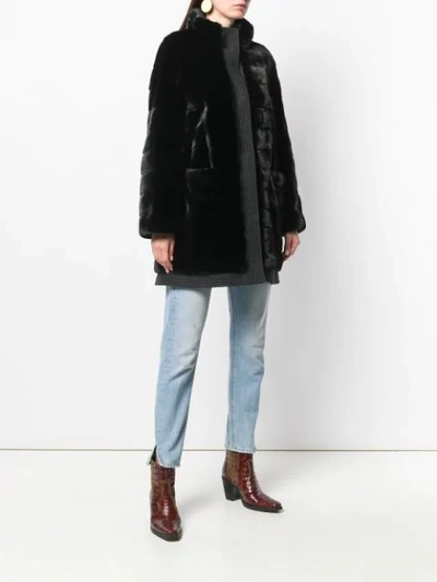 Shop Liska Ari Fur Coat In Black
