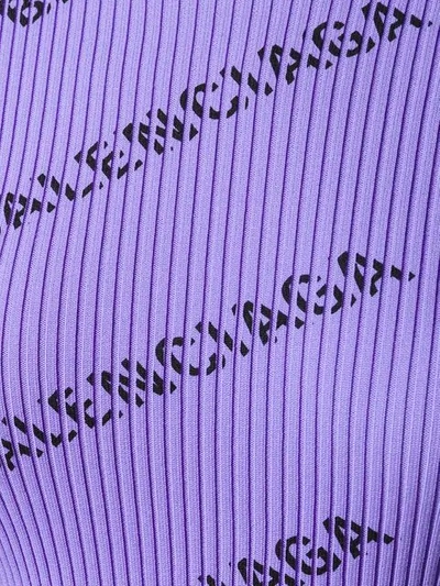 Shop Balenciaga Logo Ribbed Jumper In Purple