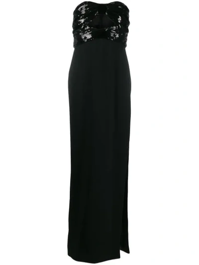 Shop Saint Laurent Sequin-embellished Evening Gown In Black