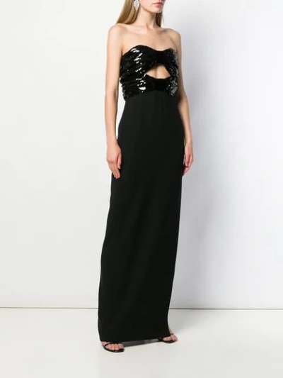 Saint Laurent Strapless Cutout Sequined Crepe Gown In Black