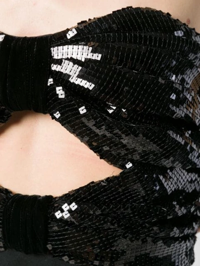 Saint Laurent Strapless Cutout Sequined Crepe Gown In Black