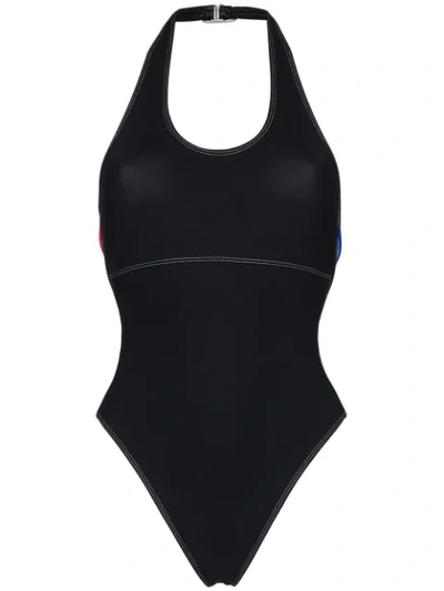ACK ITALIA基本款绕领式连身泳衣 - 黑色