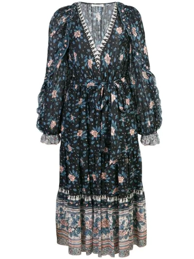 Shop Ulla Johnson Floral Day Dress In Blue