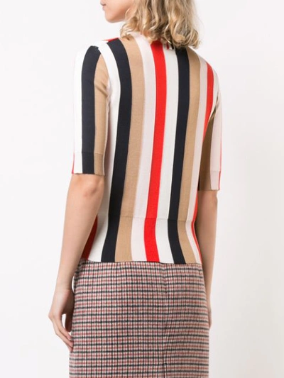 Shop Thom Browne Striped Half Sleeve Top In White