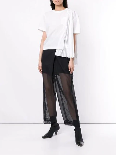 Shop Toga Sheer Straight Leg Trousers In Blue