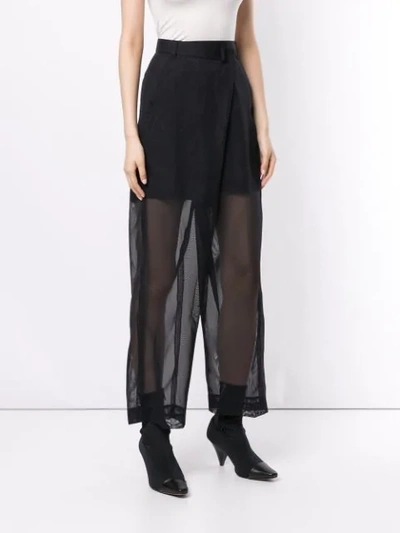 Shop Toga Sheer Straight Leg Trousers In Blue