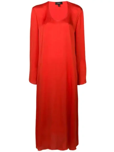 Shop Theory Fluid Midi Dress In Orange