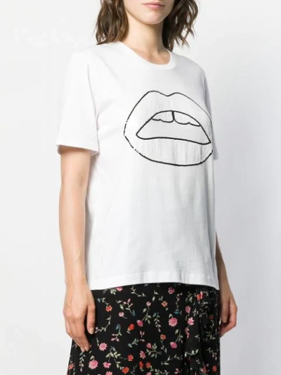 Shop Markus Lupfer Lipstick Embroidered T-shirt In White