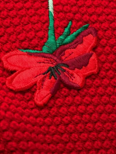 Shop Blumarine Floral Patch Jumper In Red