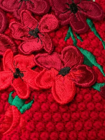 Shop Blumarine Floral Patch Jumper In Red