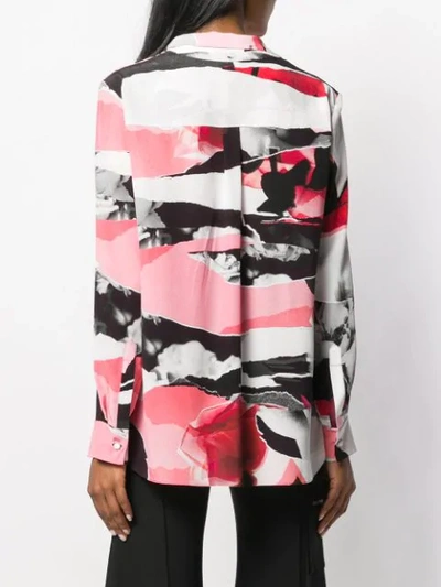Shop Alexander Mcqueen Rose-print Silk Top In Pink