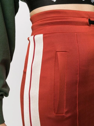 Shop Palm Angels Stripe Detail Midi Skirt In Red
