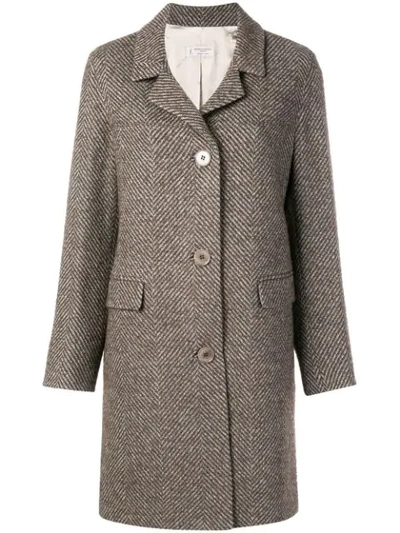 Shop Alberto Biani Herringbone Pattern Coat In Brown