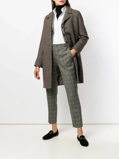 Shop Alberto Biani Herringbone Pattern Coat In Brown