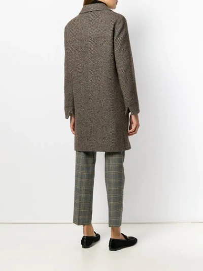 Shop Alberto Biani Herringbone Pattern Coat In Brown