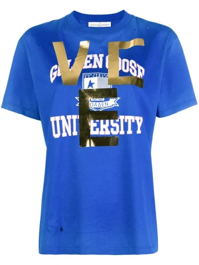 Shop Golden Goose University Print T In Blue