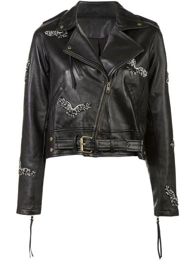 Shop Nicole Miller Eagle Motorcycle Jacket - Black