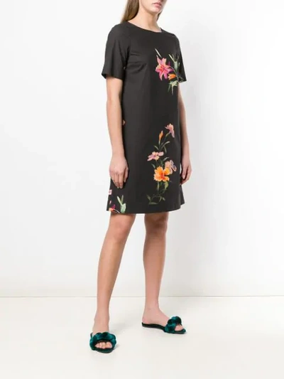 Shop Etro Floral Print Shift Dress In Black