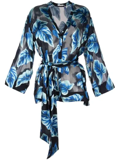 Shop Alice And Olivia Rosario Printed Kimono Topwide Long In Blue