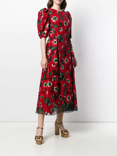 Shop Dolce & Gabbana Anemone Print Dress In Red