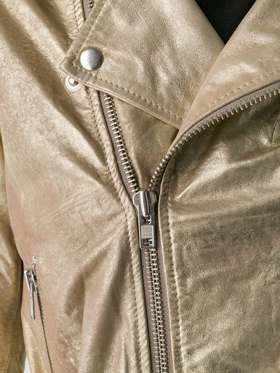 Shop Sword 6.6.44 Cropped Biker Jacket In Gold