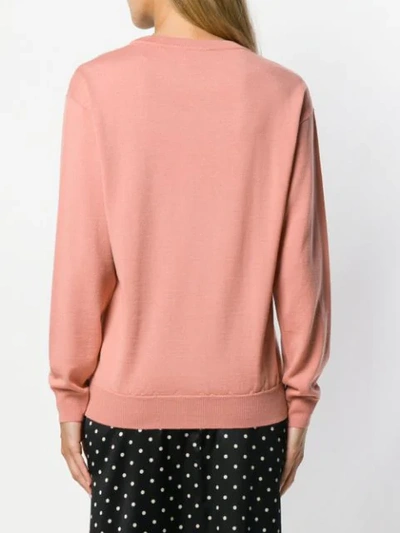 Shop Moschino Teddy Bear Intarsia Sweater In Pink