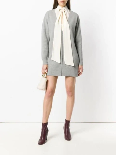 Shop Chloé V-neck Sweater Dress In Grey