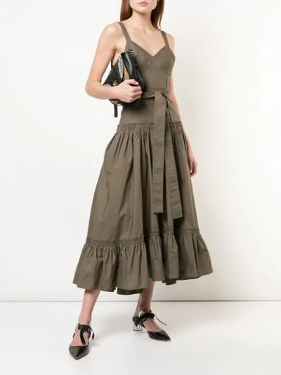 Shop Proenza Schouler Sleeveless Tiered Cotton Poplin Dress In Brown
