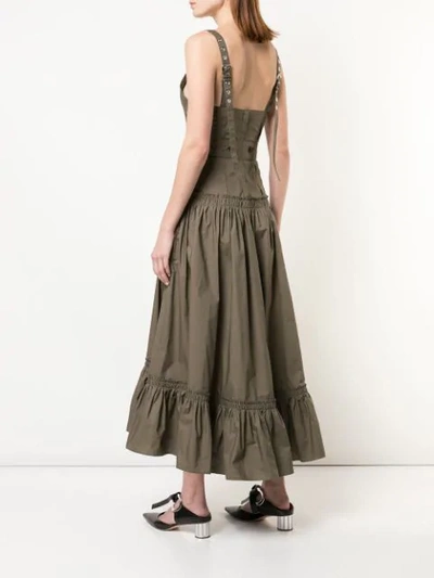 Shop Proenza Schouler Sleeveless Tiered Cotton Poplin Dress In Brown