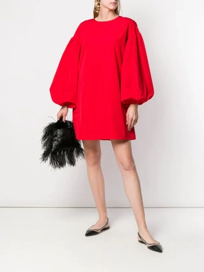 Shop Valentino Puff Sleeve Dress - Red
