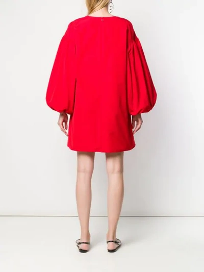 Shop Valentino Puff Sleeve Dress - Red