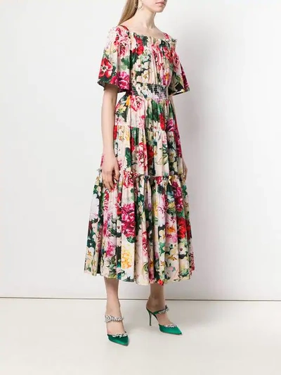 Shop Dolce & Gabbana Floral Print Maxi Dress In Green